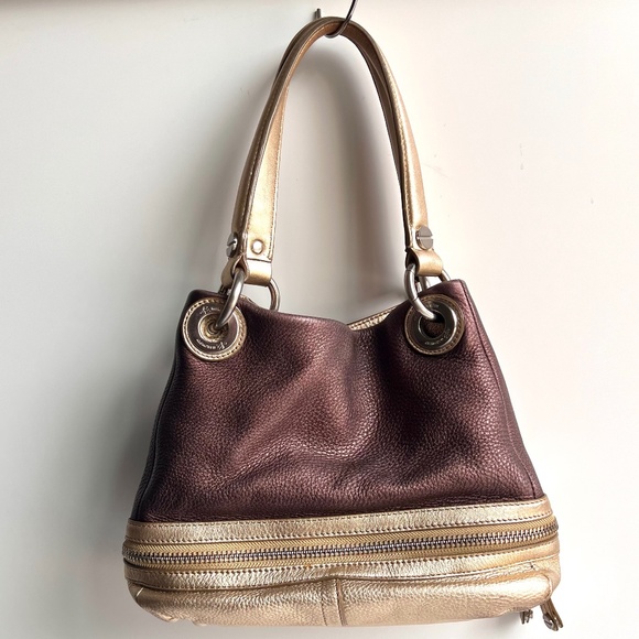 B. Makowsky Satchel 2 Tone Leather - Picture 1 of 9